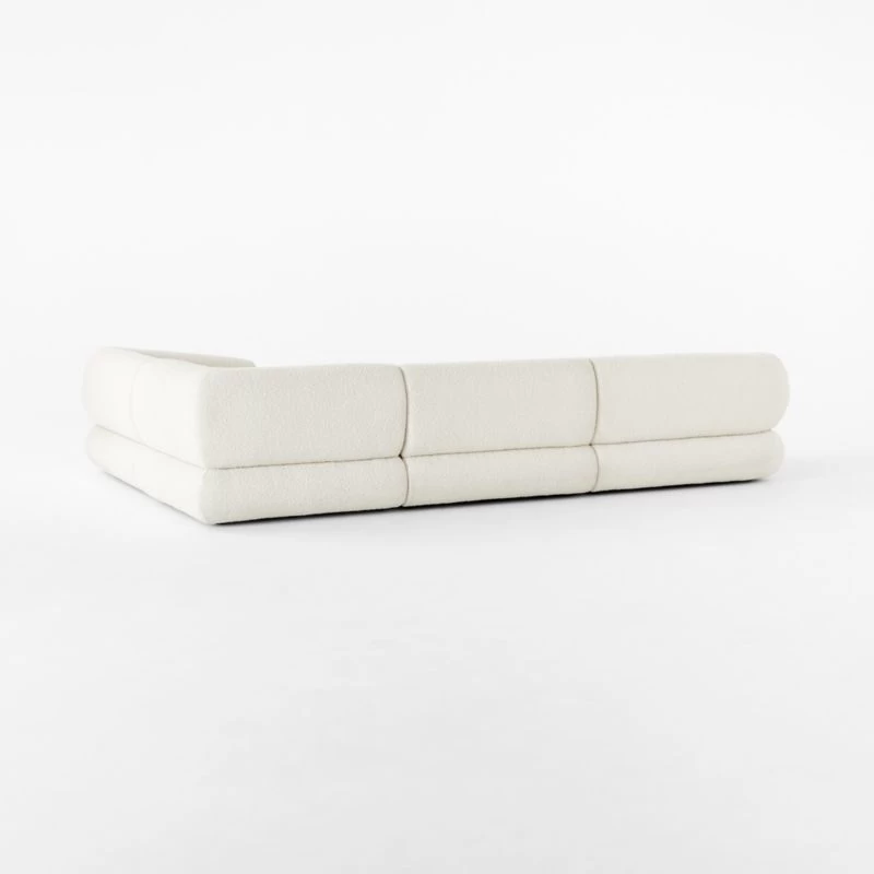 Chale 4-Piece L-Shaped Ivory White Boucle Sectional Sofa 7 Chale 4-Piece L-Shaped Ivory White Boucle Sectional Sofa - Image 5