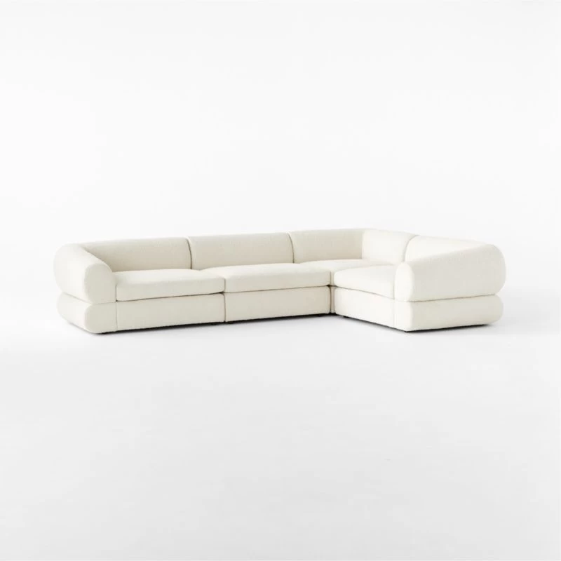 Chale 4-Piece L-Shaped Ivory White Boucle Sectional Sofa 5 Chale 4-Piece L-Shaped Ivory White Boucle Sectional Sofa - Image 3