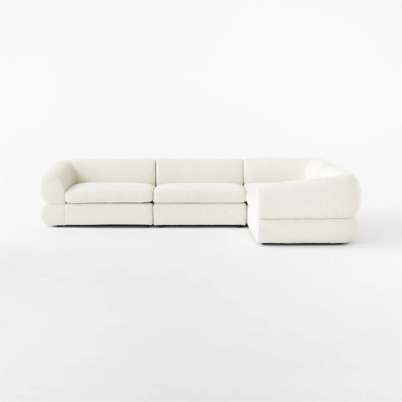 Chale 4-Piece L-Shaped Ivory White Boucle Sectional Sofa 4 Chale 4-Piece L-Shaped Ivory White Boucle Sectional Sofa - Image 2
