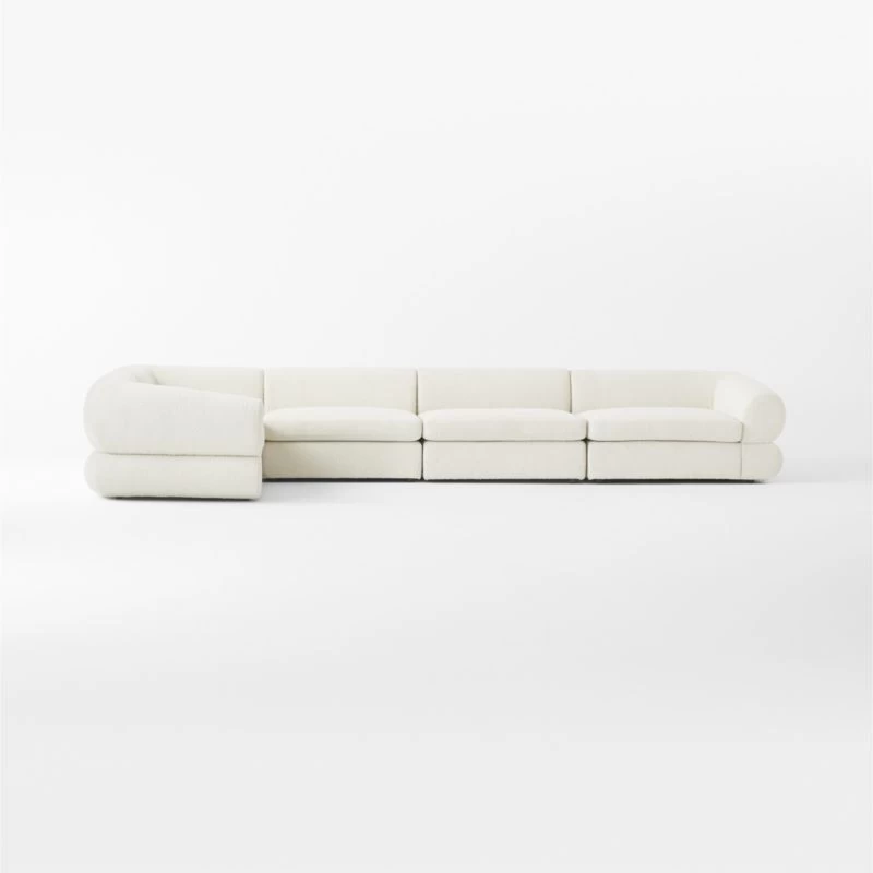 Chale 5-Piece L-Shaped Ivory White Boucle Sectional Sofa 4 Chale 5-Piece L-Shaped Ivory White Boucle Sectional Sofa - Image 2