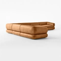 Chale 6-Piece Brown Leather Sectional Sofa -Chic Living Shop Chale6PcSddlLthrSect3QSSS23