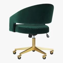 Channel Green Velvet Office Chair -Chic Living Shop ChannelGrnVlvtOffcChair3QBF19
