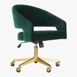 Channel Green Velvet Office Chair -Chic Living Shop ChannelGrnVlvtOffcChair3QF19