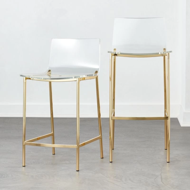 Chiaro Clear Counter Stool Gold Set Of 2 4 Chiaro Clear Counter Stool Gold Set Of 2 - Image 2