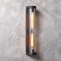 Ciel Textured Glass Double Wall Sconce Light -Chic Living Shop CielTxtdGlsDblSconceROS23