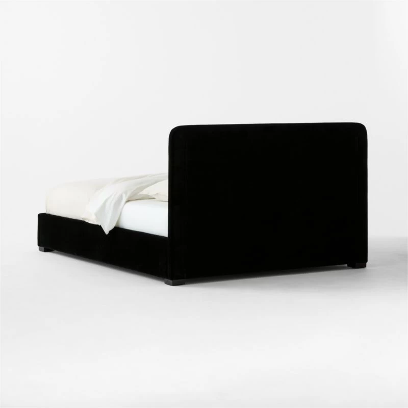 Claudette Black Leather And Velvet Upholstered Queen Bed 7 Claudette Black Leather And Velvet Upholstered Queen Bed - Image 5