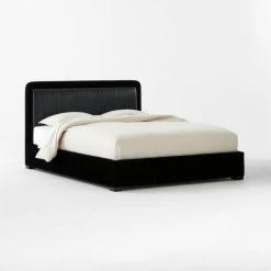 Claudette Black Leather And Velvet Upholstered Queen Bed 11 Claudette Black Leather And Velvet Upholstered Queen Bed -Chic Living Shop ClaudetteVlvtNLthrQBed3QSSS23