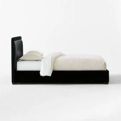 Claudette Black Leather And Velvet Upholstered Queen Bed 12 Claudette Black Leather And Velvet Upholstered Queen Bed -Chic Living Shop ClaudetteVlvtNLthrQBedSDSSS23