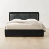 Claudette Black Leather And Velvet Upholstered Queen Bed -Chic Living Shop ClaudetteVlvtNLthrQBedSHS23