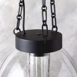 Clifton Cast Glass And Black Chain Link Pendant Light -Chic Living Shop CliftonCtGlsChnLkPndntAVSHS23