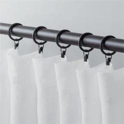 Matte Black Curtain Rings With Clips Set Of 9 -Chic Living Shop ClipRingsMatteBlackS9SHF21