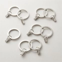 Polished Nickel Curtain Rings With Clips Set Of 9