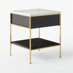 Connoisseur 2-Drawer Black Oak Wood Nightstand With Marble Top Model 8714 -Chic Living Shop ConnoisseurNightstand3QBSSS21