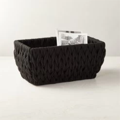 Conway Rectangular Black Cotton Storage Basket Small 13 Conway Rectangular Black Cotton Storage Basket Small -Chic Living Shop ConwayBasketBlackSHS22
