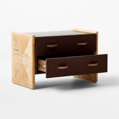 Crillo 2-Drawer Brown Nightstand With Mirror Top -Chic Living Shop CrilloNatNightstand3QAVSSF21