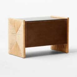 Crillo 2-Drawer Brown Nightstand With Mirror Top -Chic Living Shop CrilloNatNightstand3QBSSF21