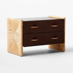 Crillo 2-Drawer Brown Nightstand With Mirror Top -Chic Living Shop CrilloNatNightstand3QSSF21