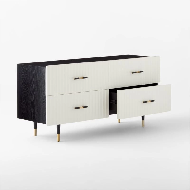 Crimped 4-Drawer White Oak Wood Dresser 6 Crimped 4-Drawer White Oak Wood Dresser - Image 4