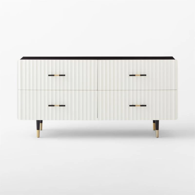 Crimped 4-Drawer White Oak Wood Dresser 4 Crimped 4-Drawer White Oak Wood Dresser - Image 2