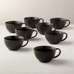 Crisp Matte Black Coffee Mug Set Of 8