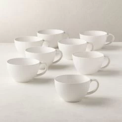 Crisp Matte White Coffee Mug Set Of 8