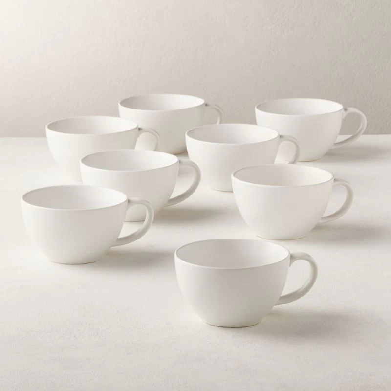 Crisp Matte White Coffee Mug Set Of 8 3 Crisp Matte White Coffee Mug Set Of 8
