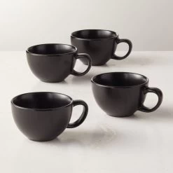 Crisp Matte Black Espresso Cup Set Of 4