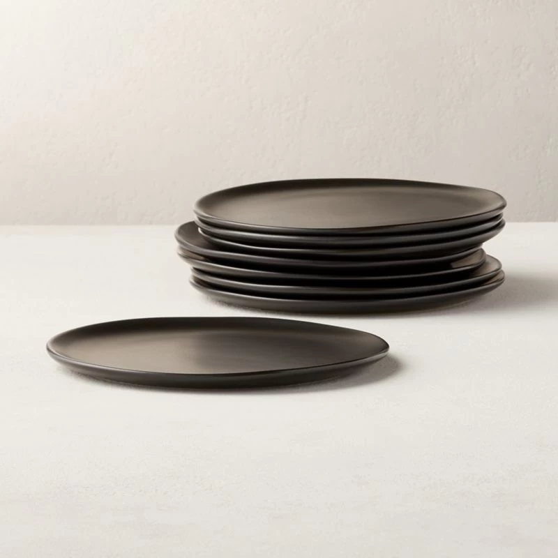 Crisp Matte Black Salad Plate Set Of 8 3 Crisp Matte Black Salad Plate Set Of 8