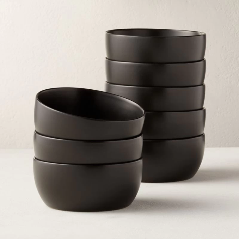 Crisp Matte Black Soup Bowl Set Of 8 3 Crisp Matte Black Soup Bowl Set Of 8