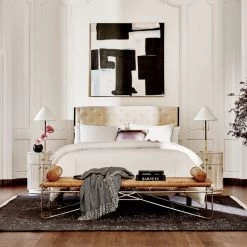 Crosby Tufted White Velvet And Wood Queen Bed -Chic Living Shop CrosbyQueenTuftedBedAG21 1x1 1