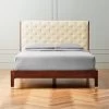 Crosby Tufted White Velvet And Wood Queen Bed -Chic Living Shop CrosbyTuftedQueenBedSHF21