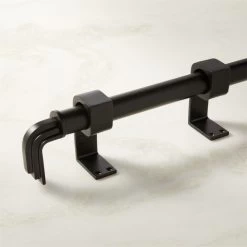 Carraway Single Matte Black Curtain Rod With Matte Black Finials 28"-48"x1.25"