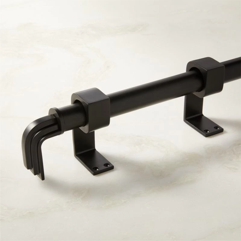 Carraway Single Matte Black Curtain Rod With Matte Black Finials 28"-48"x1.25" 3 Carraway Single Matte Black Curtain Rod With Matte Black Finials 28"-48"x1.25"