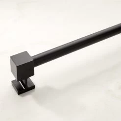 Matte Black Adjustable Curtain Rod With Cube Endcap 28''-48"