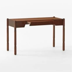 Dreher Brown Leather Desk With Drawer -Chic Living Shop DreherWoodDesk3QAVSSS22