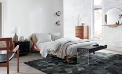 Oberlin 2-Drawer Faux Leather And Wood Nightstand -Chic Living Shop DrommenAcaciaWoodQueenBedJL19