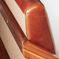 Drommen Acacia Wood Platform Queen Bed With Leather Headboard -Chic Living Shop DrommenBedFullLthrAVS18