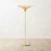 Emile Rattan And Polished Brass Floor Lamp -Chic Living Shop EmileFloorLampROS22