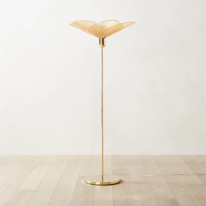 Emile Rattan And Polished Brass Floor Lamp 3 Emile Rattan And Polished Brass Floor Lamp