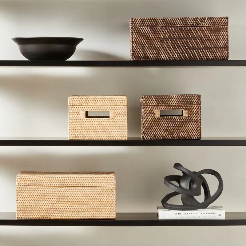 Emme Square Handwoven Espresso Rattan Storage Basket 7 Emme Square Handwoven Espresso Rattan Storage Basket - Image 5