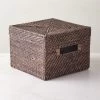 Emme Square Handwoven Espresso Rattan Storage Basket 1 Emme Square Handwoven Espresso Rattan Storage Basket -Chic Living Shop EmmeBoxwLidEspSqSHF22