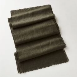 Eria Linen Moss Green Table Runner 14"x90" 6 Eria Linen Moss Green Table Runner 14"x90" -Chic Living Shop EriaLinenRunner14x90inSHF22