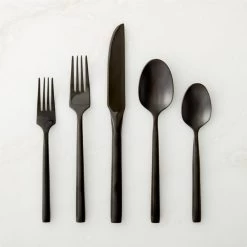 20-Piece Essence Brushed Black Flatware Set