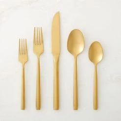 20-Piece Essence Brushed Champagne Gold Flatware Set