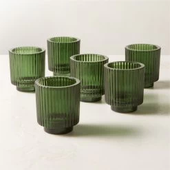 Ezra Green Glass Tealight Candle Holders Set Of 6