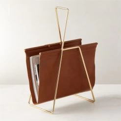 Fallon Leather Magazine Rack -Chic Living Shop FallonLthrMagazineRackAVSHS22