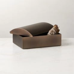 Finley Blackened Brass Storage Box With Lid Small -Chic Living Shop FinleyBrnzdSSBoxWLidSmROS23