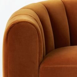 Fitz Channeled Russet Velvet Swivel Chair -Chic Living Shop FitzChairLucaRussetAVF20