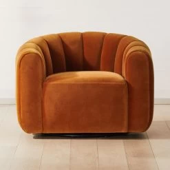 Fitz Channeled Russet Velvet Swivel Chair