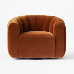 Fitz Channeled Russet Velvet Swivel Chair -Chic Living Shop FitzChairLucaRussetSOF20